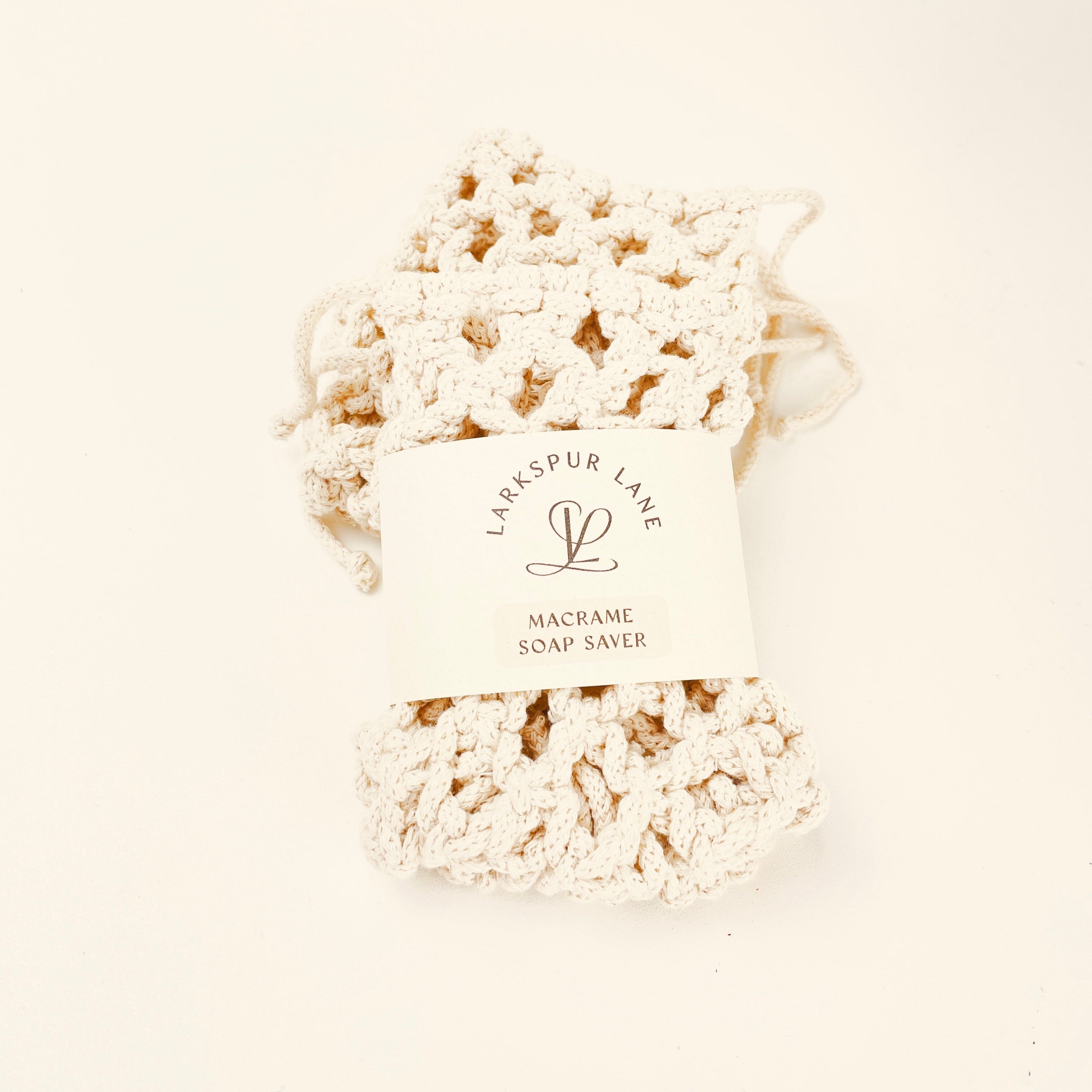 Macramé Soap Saver macrame soap saver LarkspurLaneSoapsandsundries