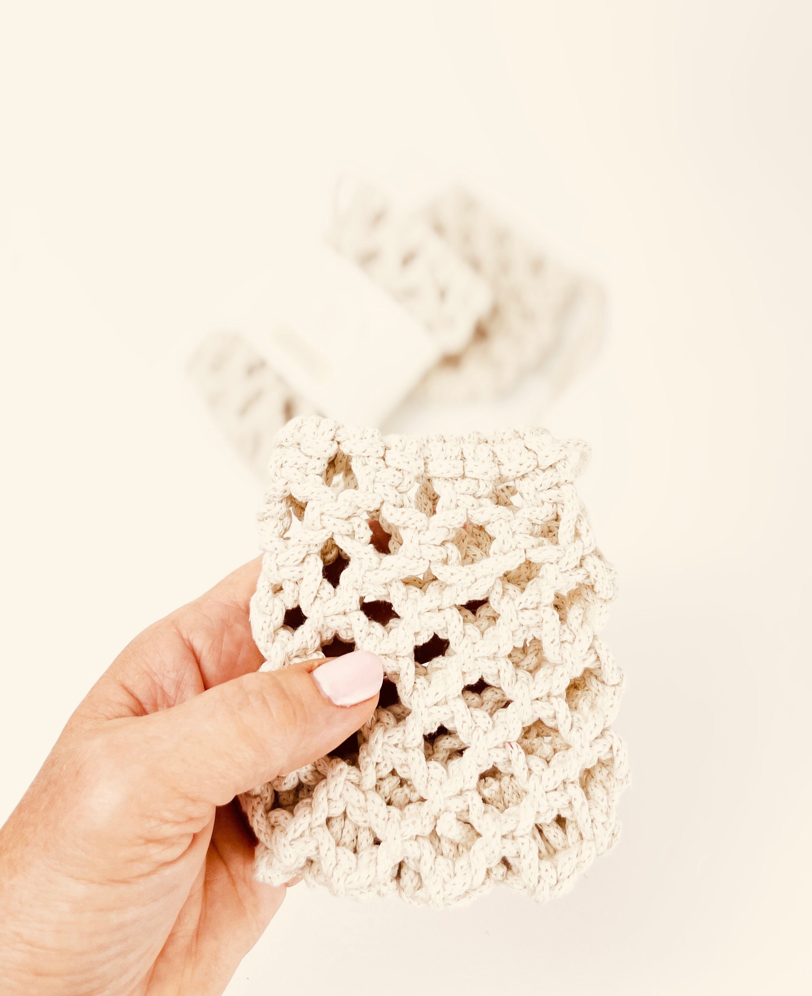 Macramé Soap Saver macrame soap saver LarkspurLaneSoapsandsundries 