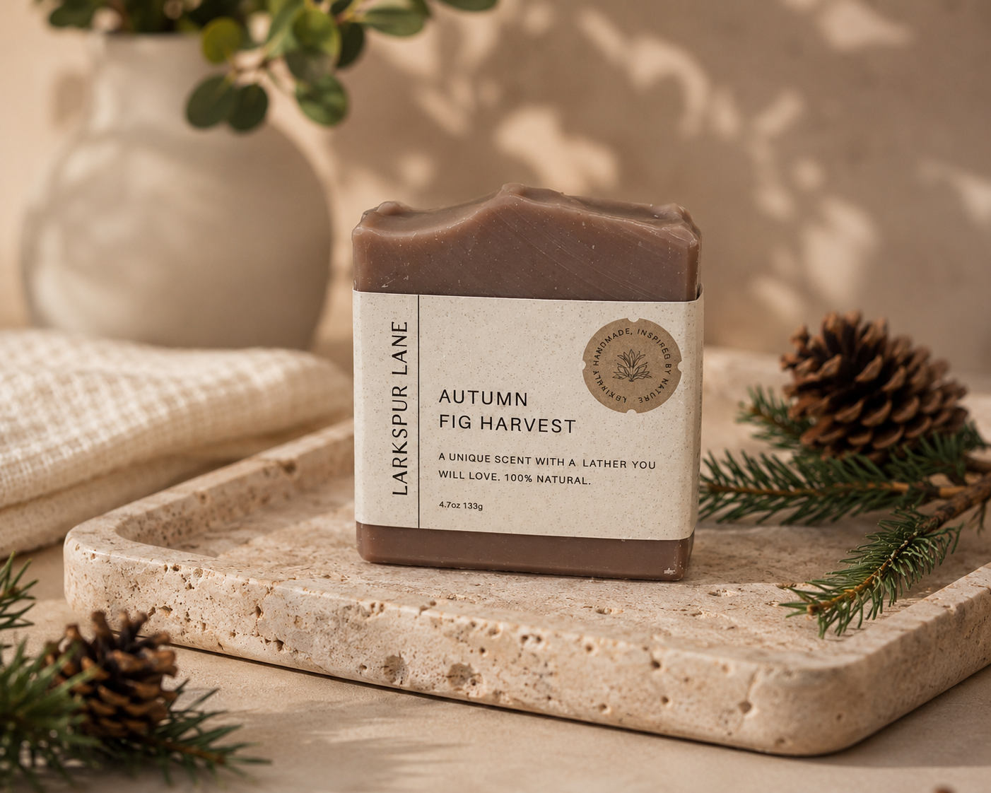 Larkspur Lane Autumn Fig Harvest handcrafted soap made in South Carolina.