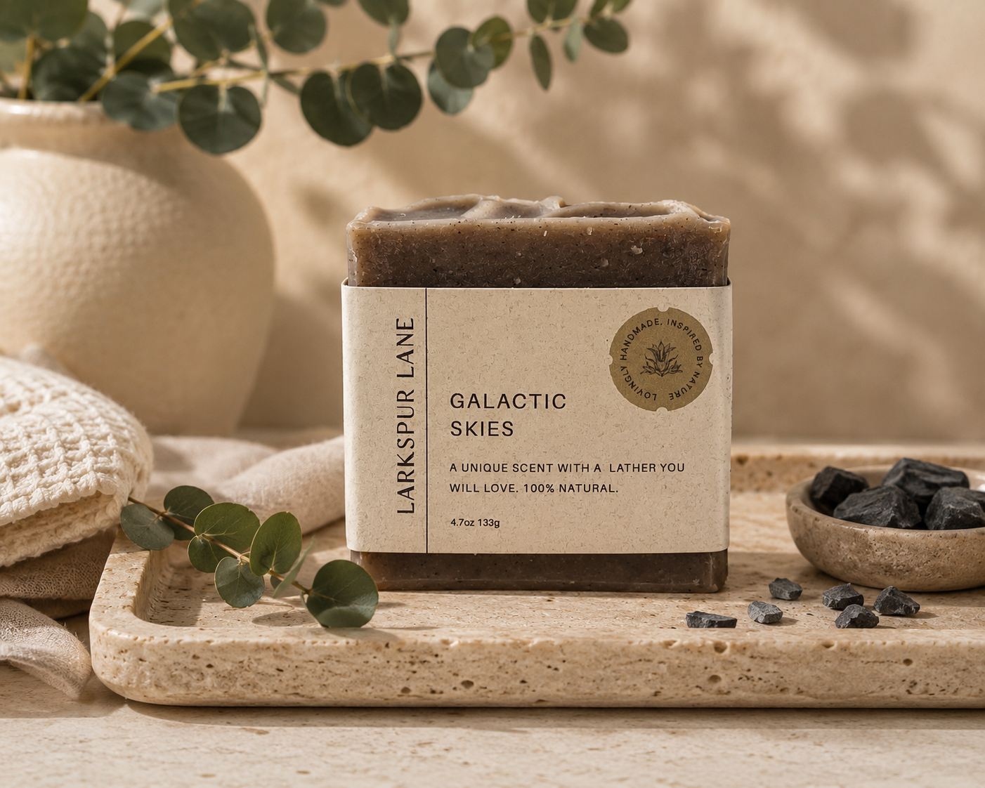 Larkspur Lane Galactic Skies handcrafted soap made in South Carolina.