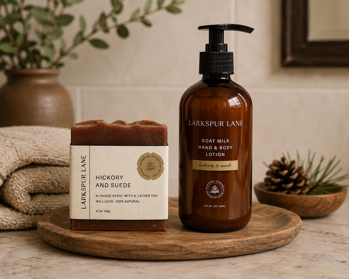 Hickory & Suede Soap and Goat Milk Lotion Gift Set
