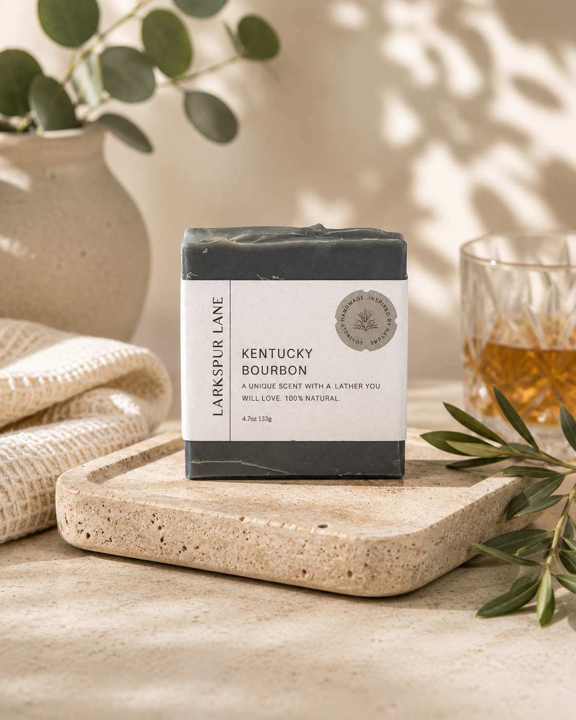 Larkspur Lane Kentucky Bourbon handcrafted soap made in South Carolina.