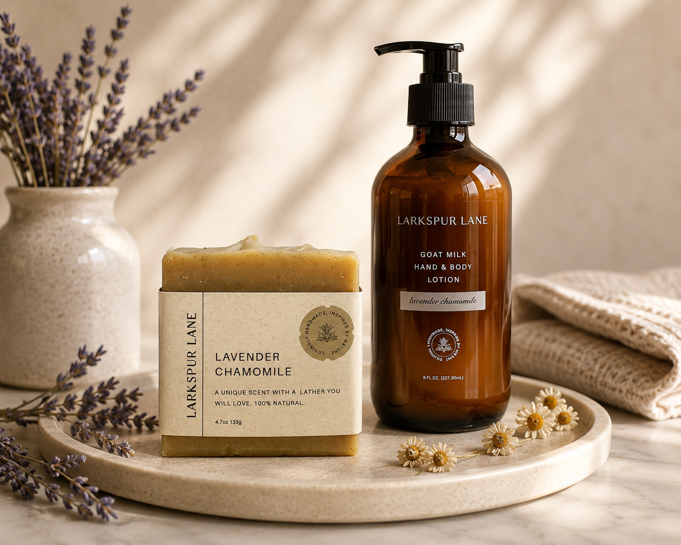 Lavender Chamomile Soap and Goat Milk Lotion Gift Set