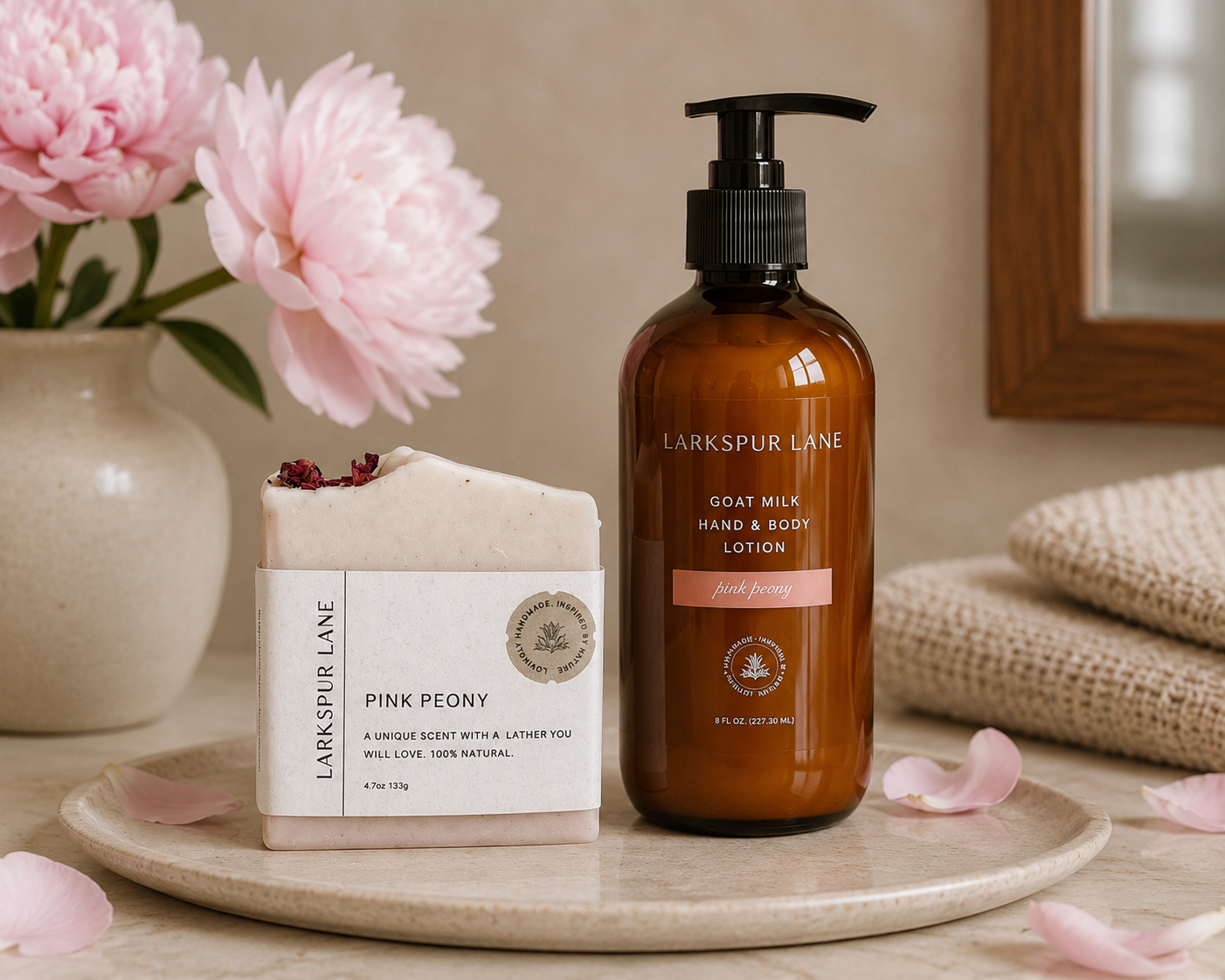 Pink Peony Soap and Goat Milk Lotion Gift Set