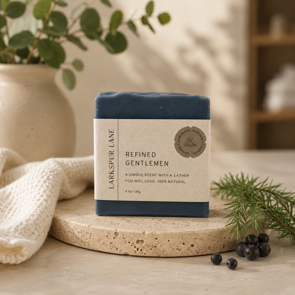 Larkspur Lane Refined Gentlemen handcrafted soap made in South Carolina.